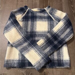 Abercrombie & Fitch Blue and White Plaid Shaggy Sweatshirt Top Size XS
